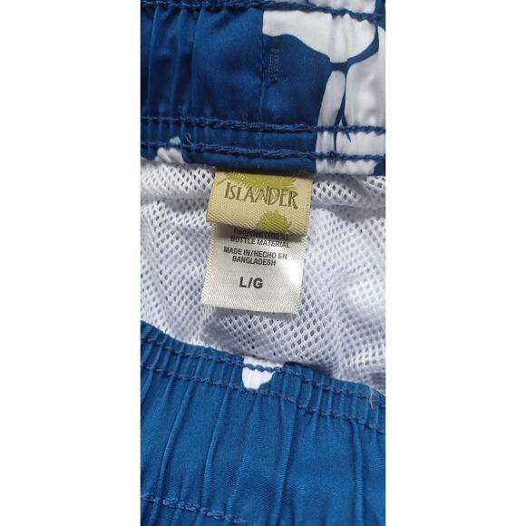 VTG Islander Swim Trunks Men's Large Blue and White Tropical Vacation Cruise - Picture 6 of 8